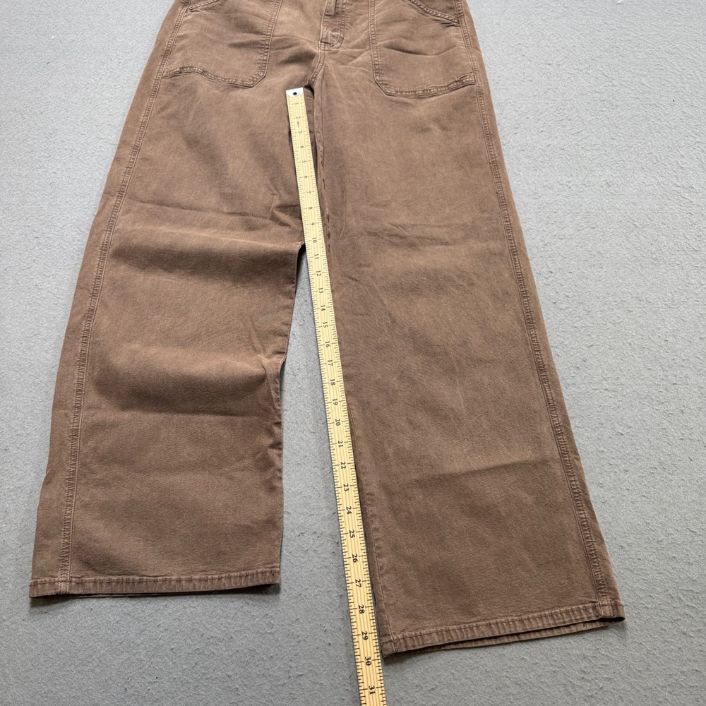 American Eagle Work Pants Women's 10 Brown Wide Leg High Rise Baggy Fit Utility - Picture 5 of 9